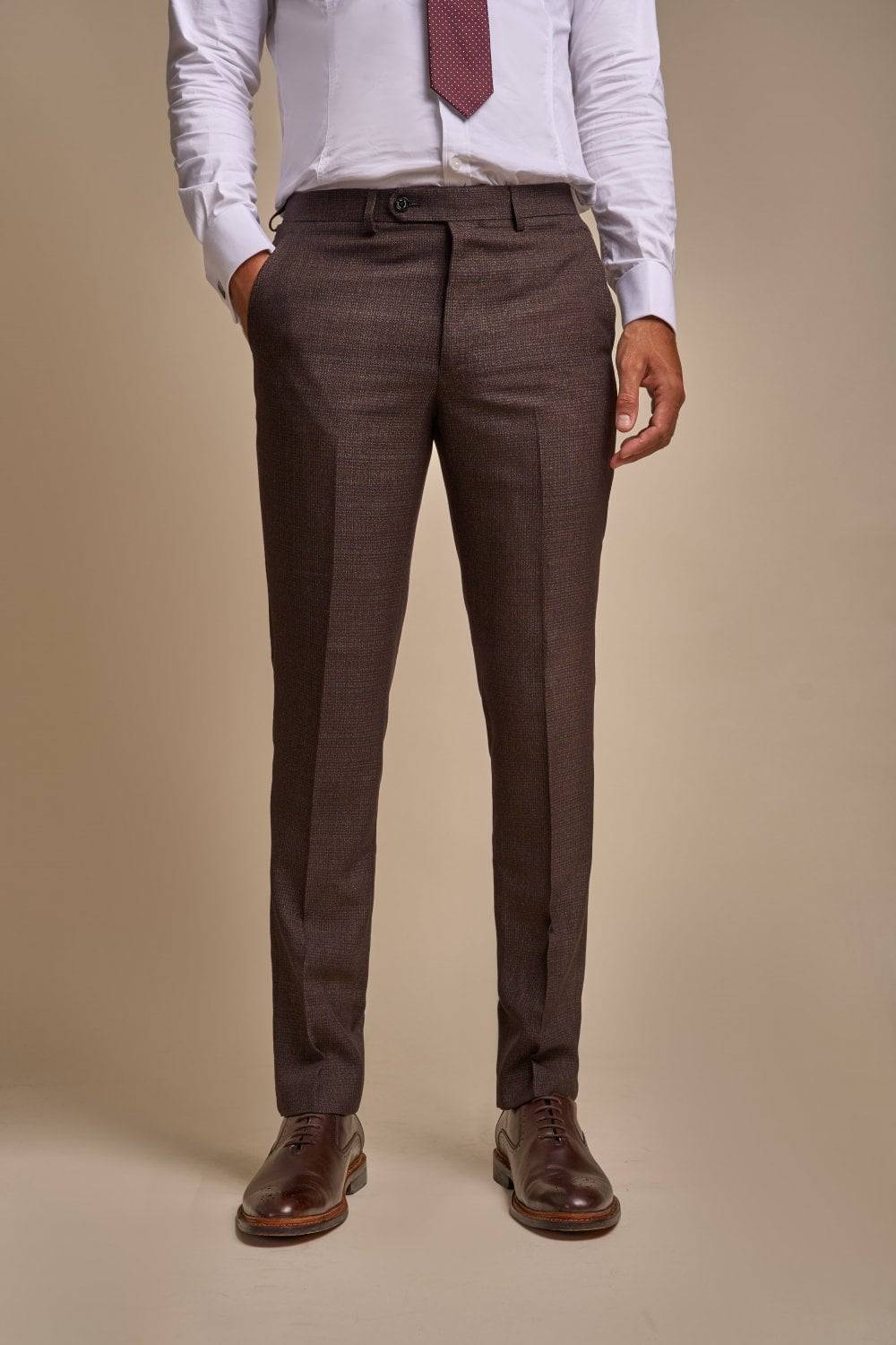 House of Cavani Abito cavani marrone a quadri in tweed con panciotto Offerta speciale della fabbrica