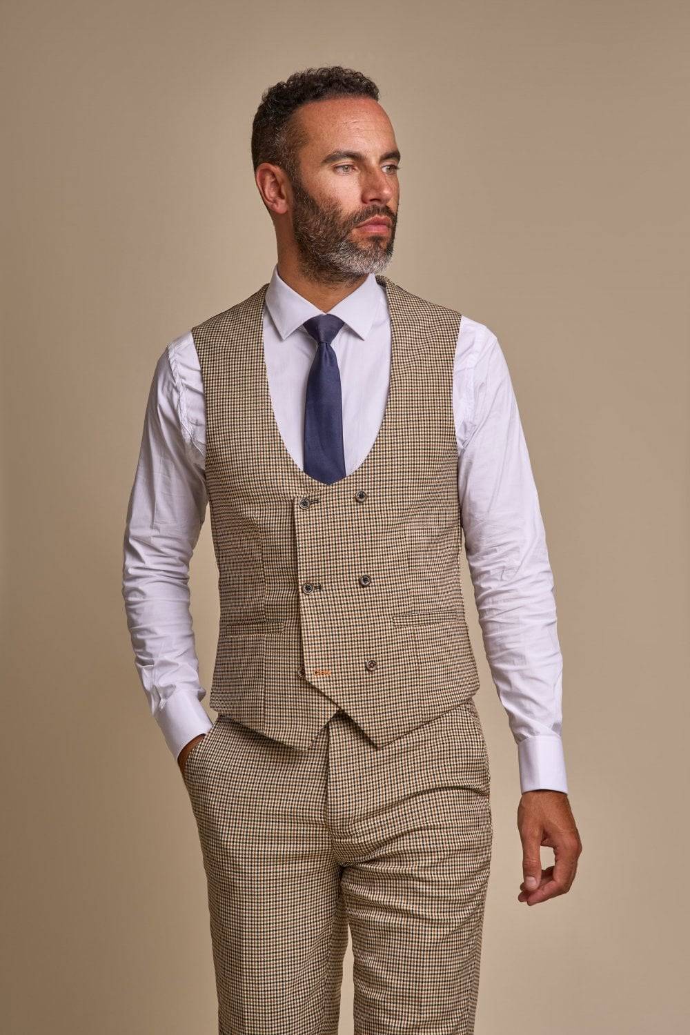 House of Cavani Abito cavani a pied de poule slim fit con panciotto Sostegno trimestrale