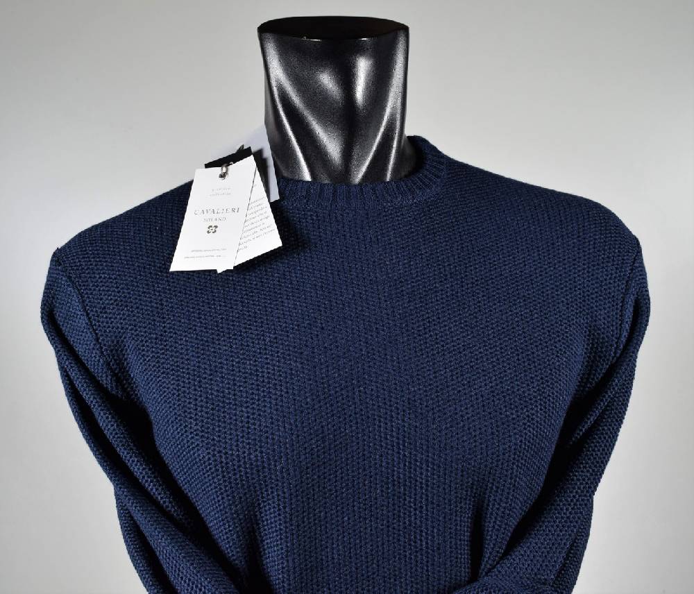 Cavalieri Milano Maglione paricollo blu cavalieri milano modern fit Italy
