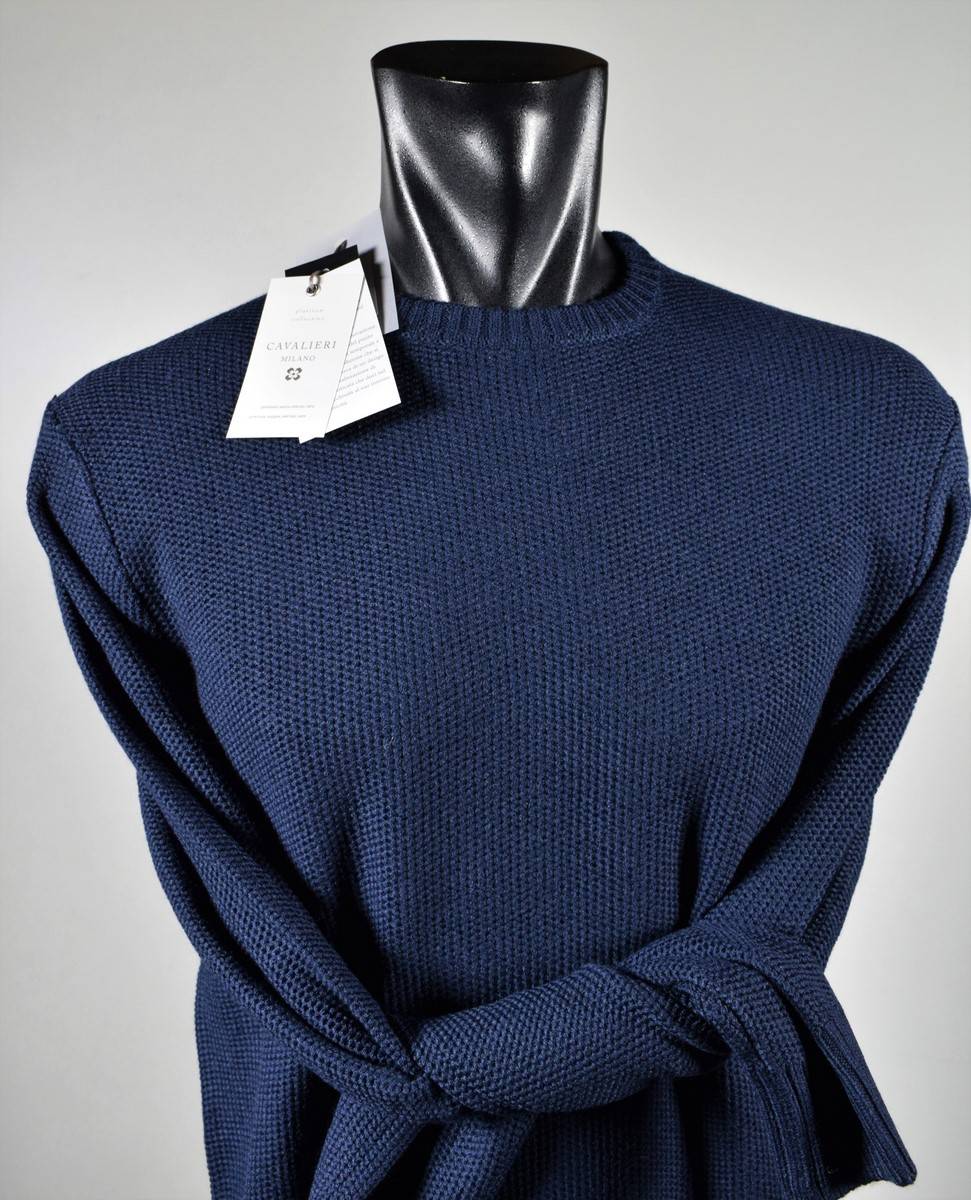 Cavalieri Milano Maglione paricollo blu cavalieri milano modern fit Italy