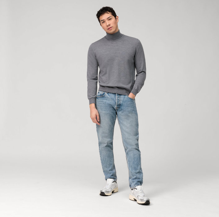 Olymp Maglione dolcevita grigio medio olymp in lana merino extra fine Acquista Ora