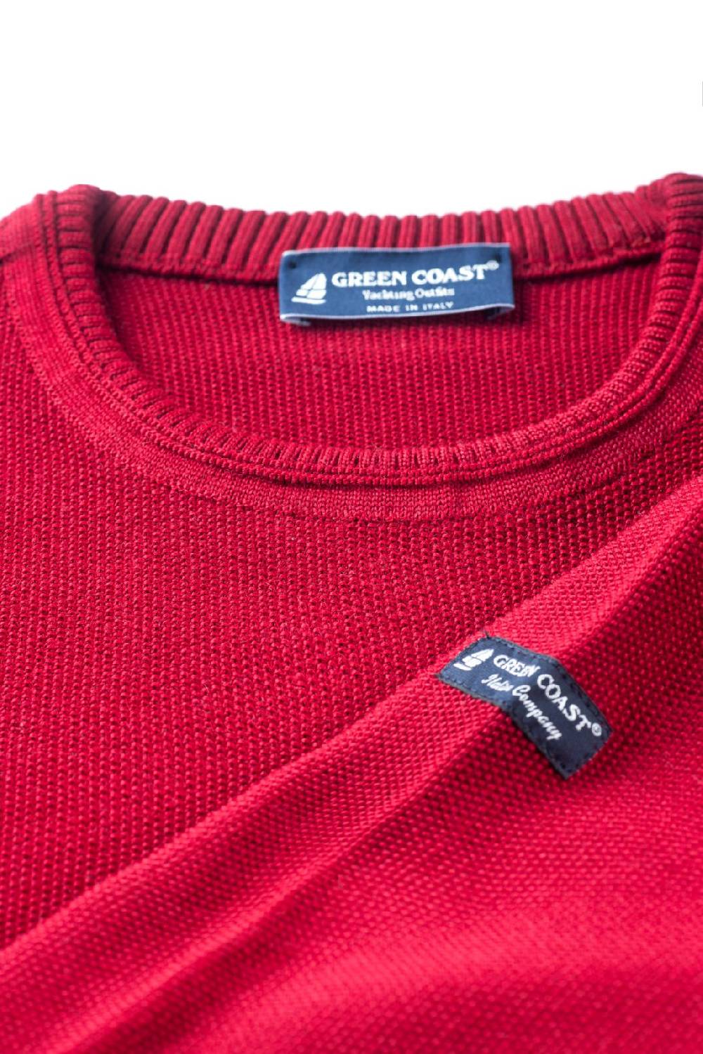 Green Coast Maglione regular fit a giro collo bordo' green coast made in italy Prezzo Ridotto