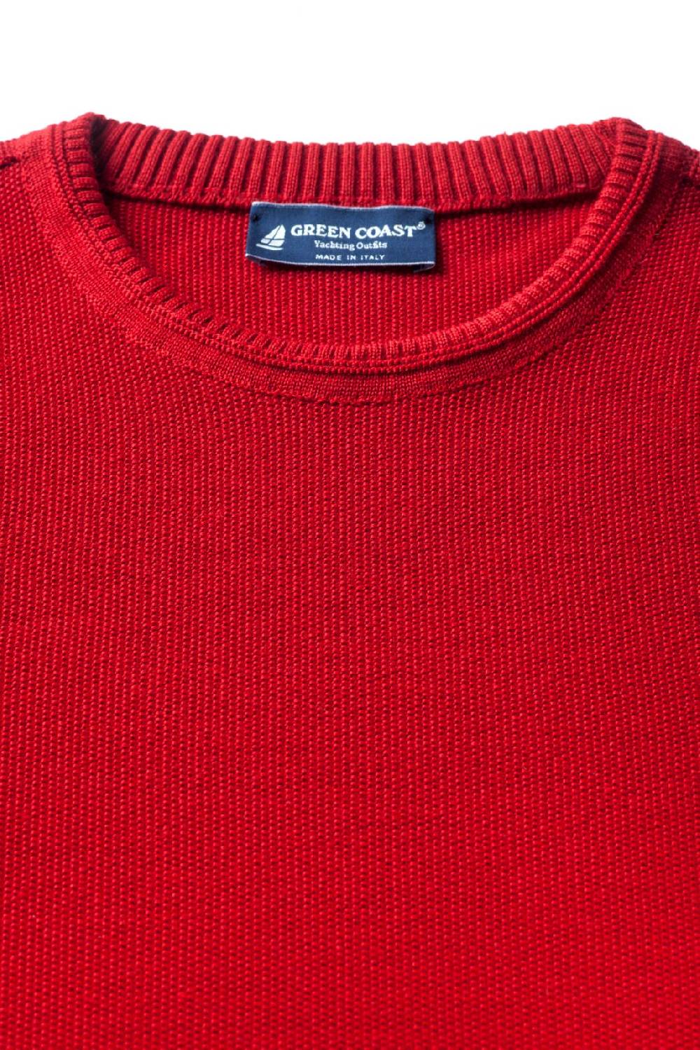 Green Coast Maglione regular fit a giro collo rosso green coast made in italy Sottocosto