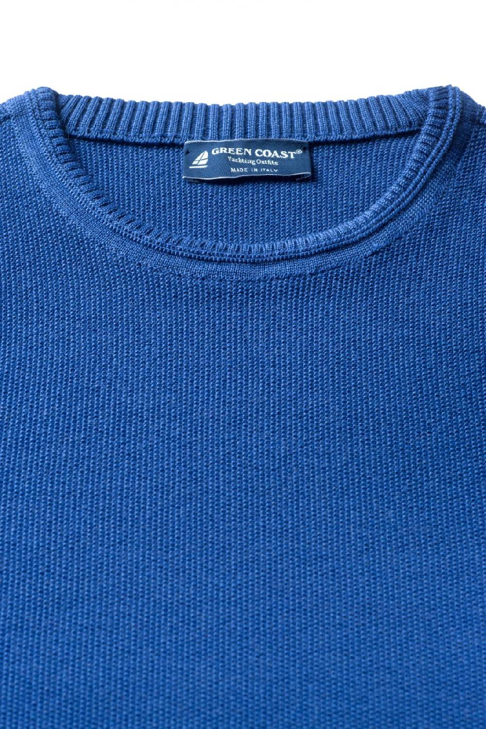 Green Coast Maglione regular fit a giro collo azzurro green coast made in italy Convenienza