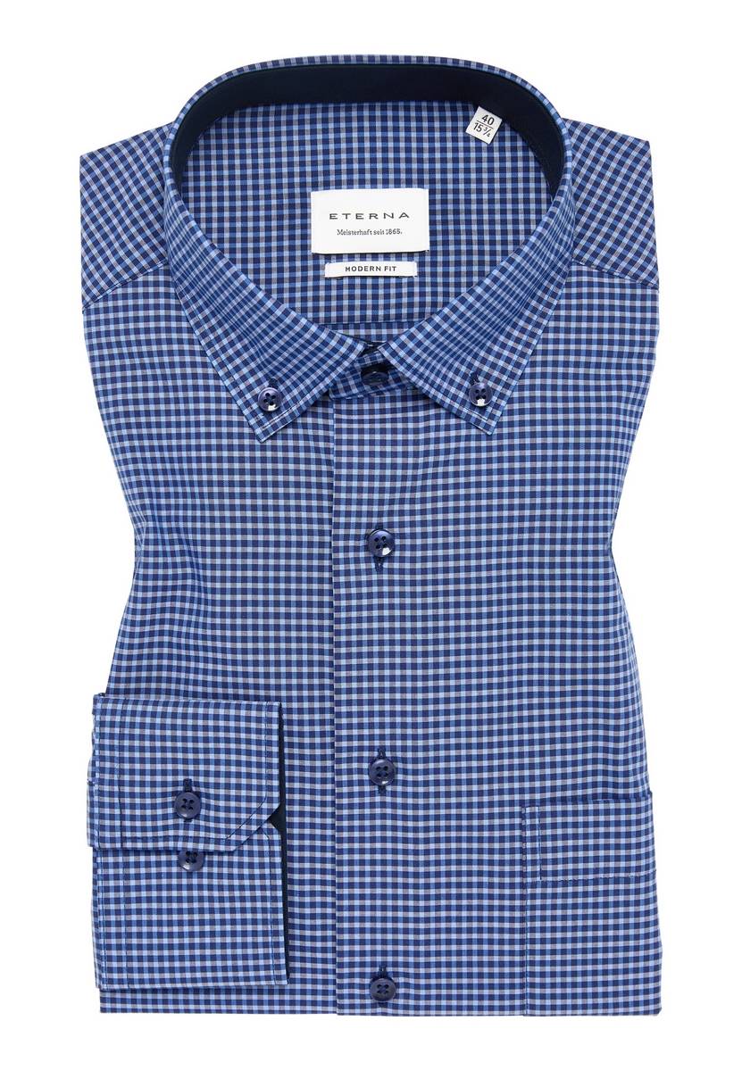 Eterna Camicia eterna a quadretti azzurro modern fit Comprare a buon mercato