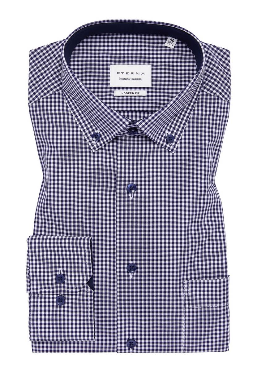 Eterna Camicia eterna a quadretti blu modern fit Grande vendita