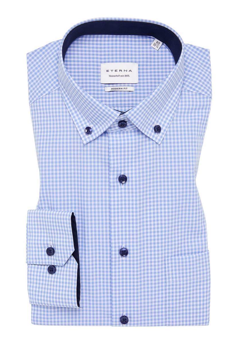 Eterna Camicia eterna a quadretti celeste modern fit Flash Sale