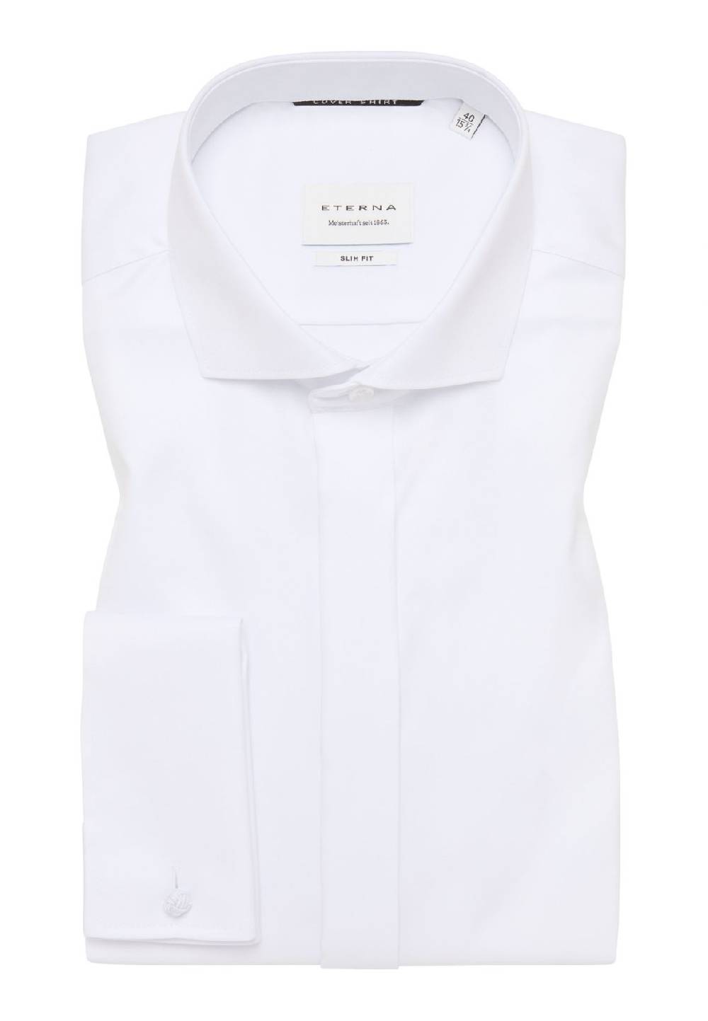 Eterna Camicia elegante eterna bianca slim fit polso doppio abbottonatura coperta Offerta esclusiva
