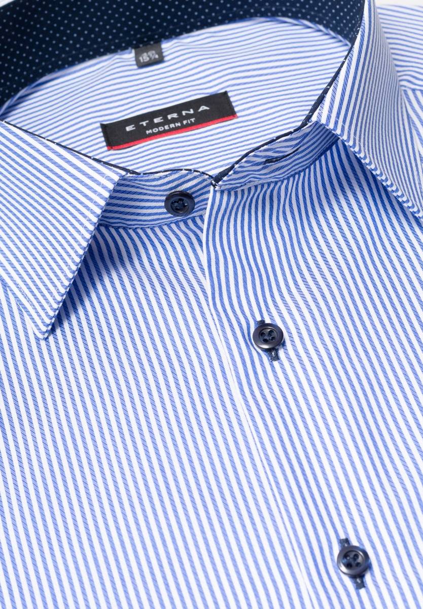 Eterna Camicia a righe azzurro eterna modern fit in cotone twill Offerta Pasqua