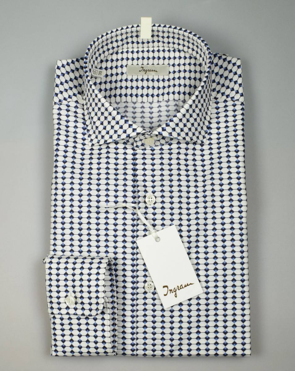 Ingram Camicia ingram slim fit fantasia geometrica puro cotone Offerta per la Festa della Mamma