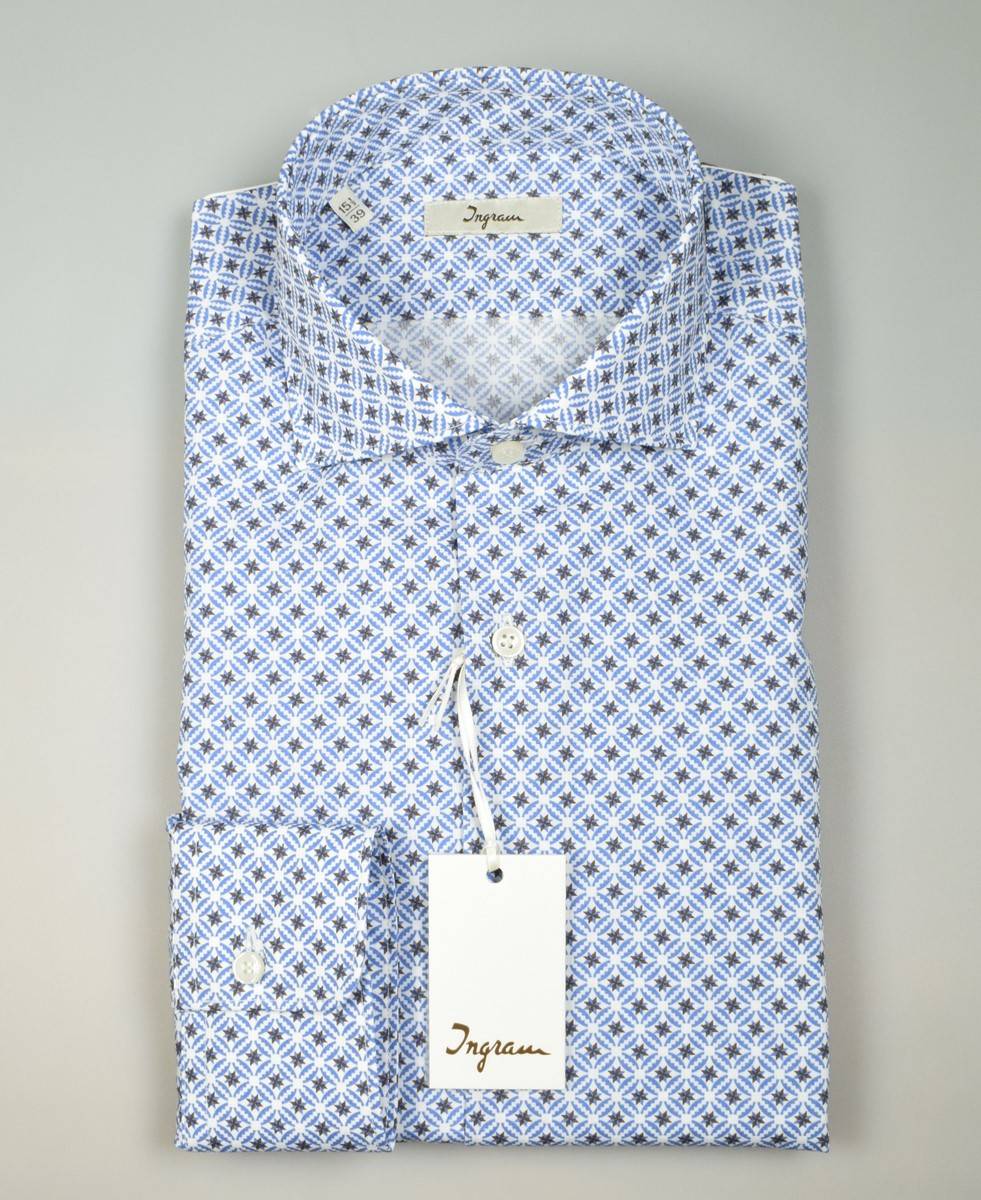 Ingram Camicia ingram in cotone stampato slim fit Offerta Giorno del Papà