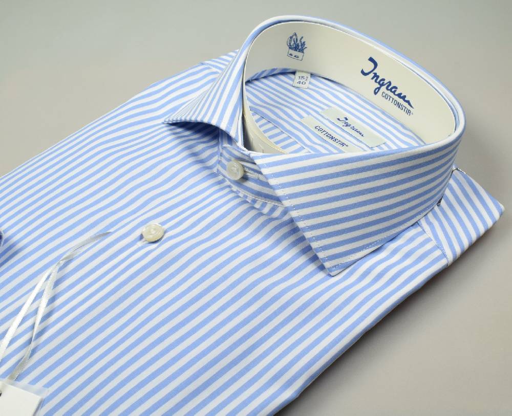 Ingram Camicia ingram no stiro a righe celeste slim fit Offerta San Valentino