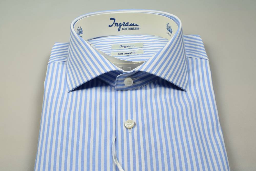 Ingram Camicia ingram no stiro a righe celeste slim fit Offerta San Valentino