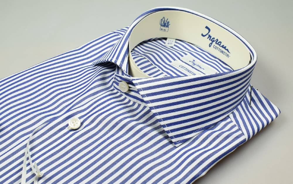 Ingram Camicia ingram no stiro a righe azzurro slim fit Offerta Anniversario