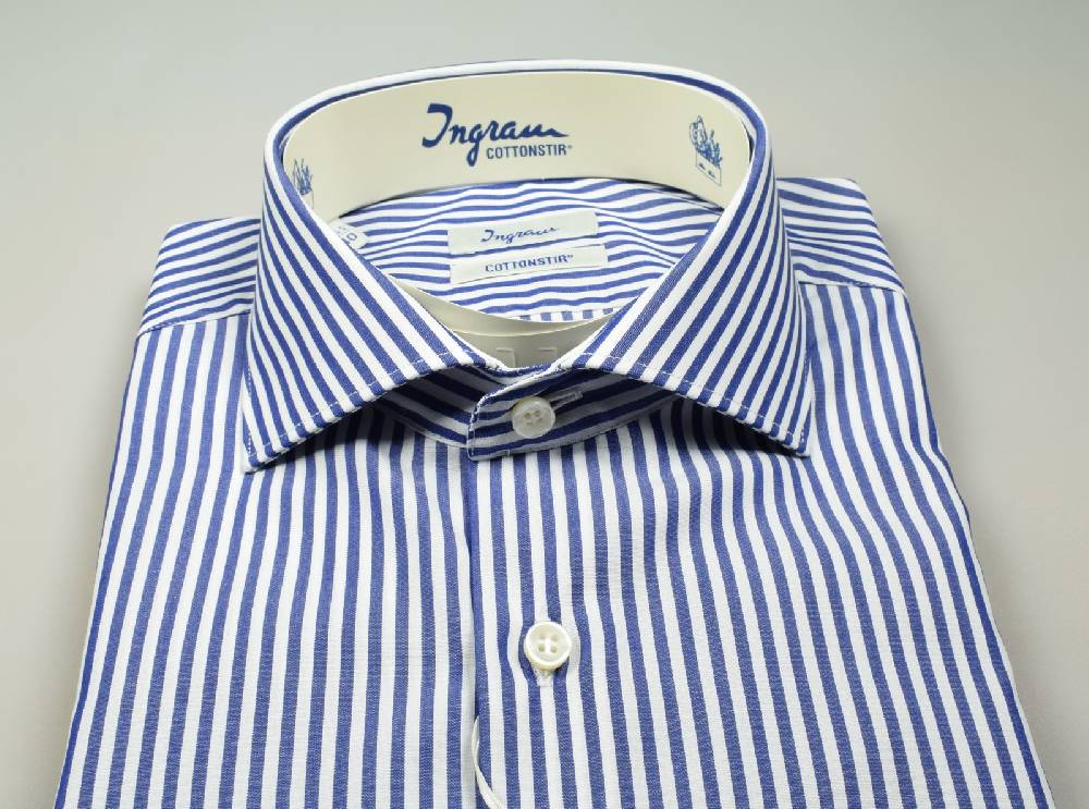 Ingram Camicia ingram no stiro a righe azzurro slim fit Offerta Anniversario
