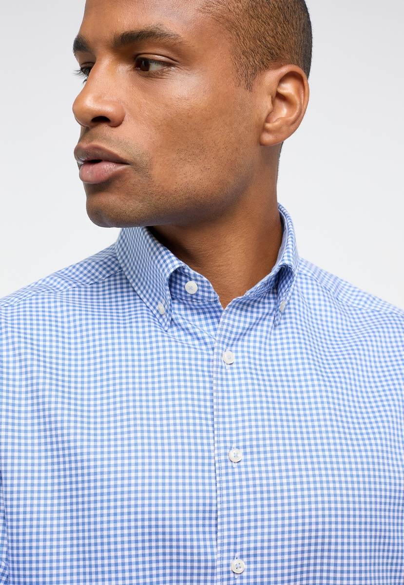 Eterna Camicia a quadretti azzurro eterna modern fit collo button-down