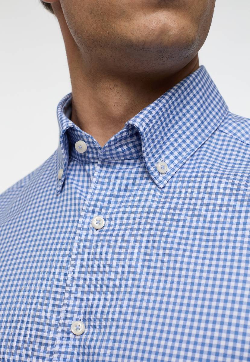 Eterna Camicia a quadretti azzurro eterna slim fit collo button-down