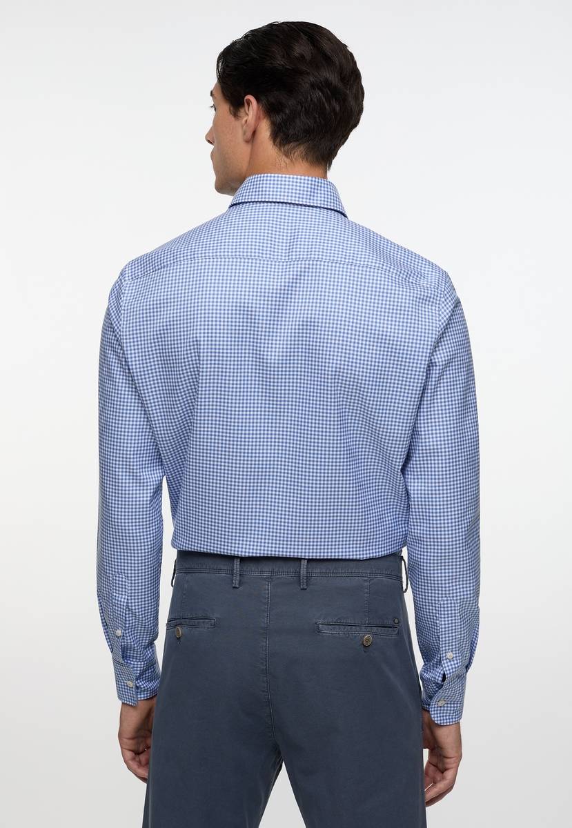Eterna Camicia a quadretti azzurro eterna slim fit collo button-down Vendita calda