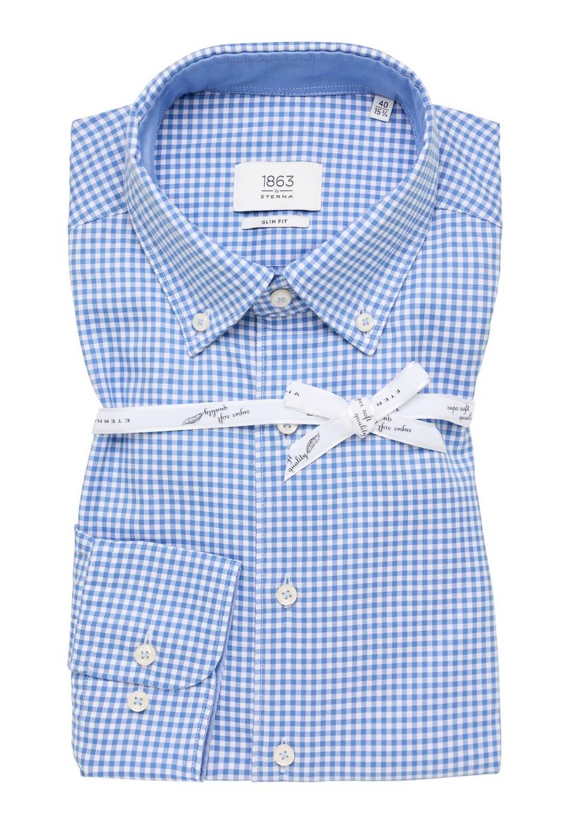 Eterna Camicia a quadretti azzurro eterna slim fit collo button-down Vendita calda