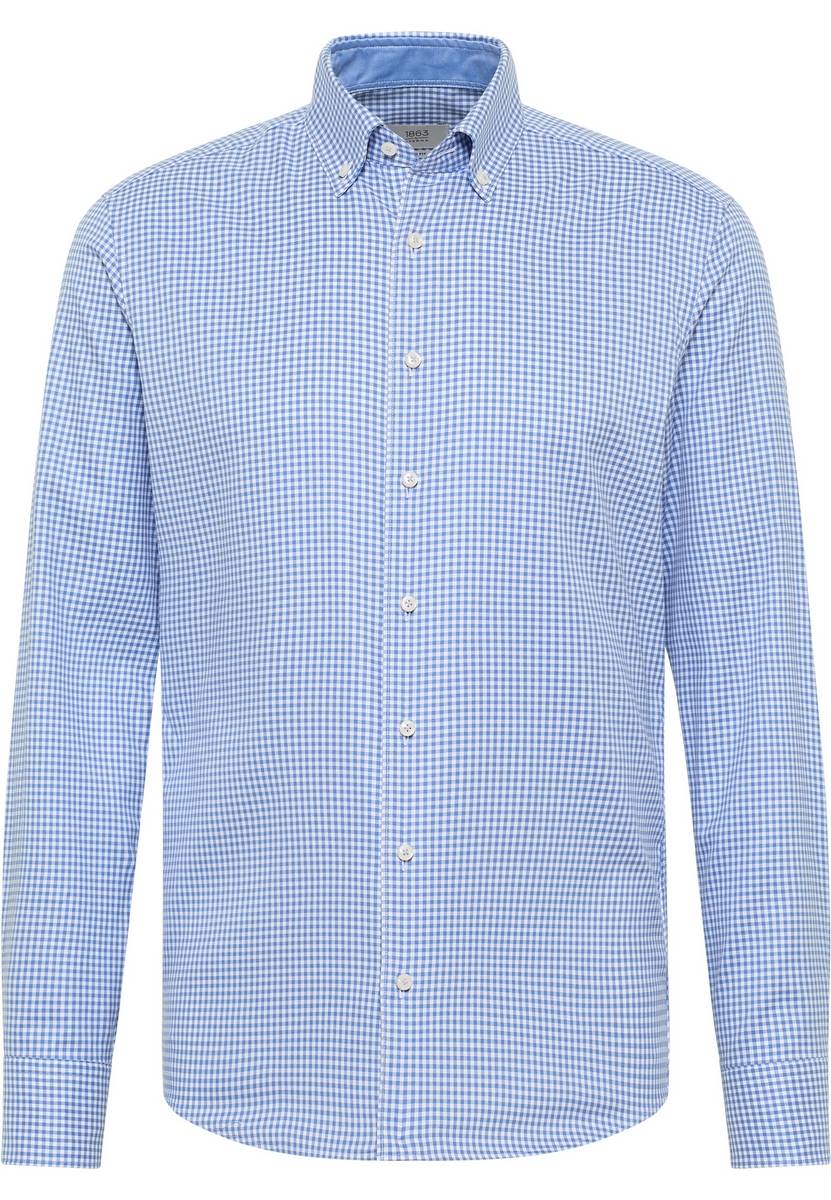 Eterna Camicia a quadretti azzurro eterna slim fit collo button-down Vendita calda