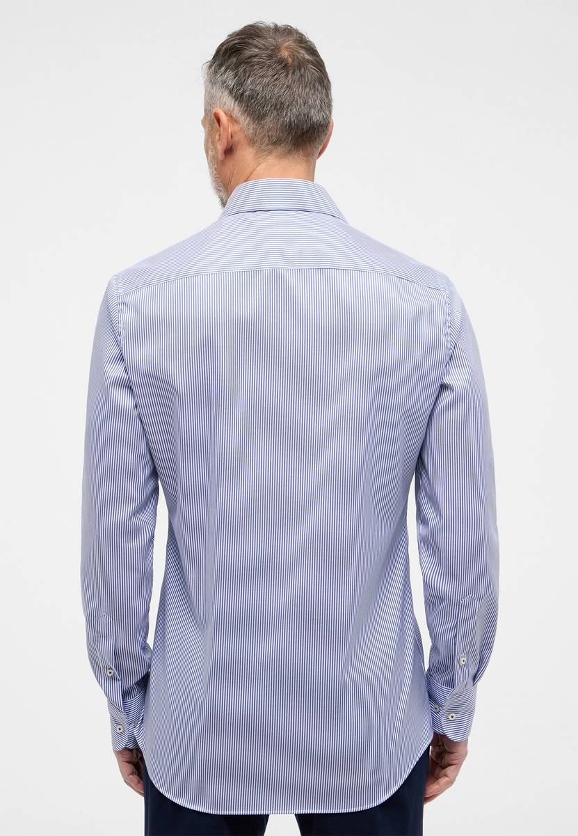 Eterna Camicia a righe azzurro eterna slim fit collo alla francese Offerta migliore