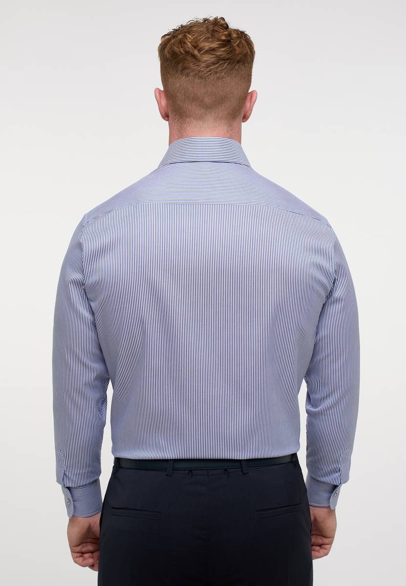 Eterna Camicia a righe azzurro eterna modern fit collo alla francese Latest fashion