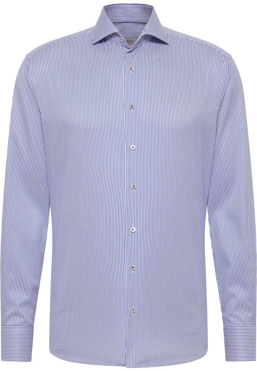 Eterna Camicia a righe azzurro eterna modern fit collo alla francese Latest fashion