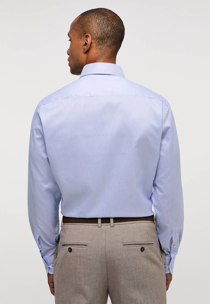 Eterna Camicia a righe azzurro eterna modern fit in cotone twill no stiro Online Outlet