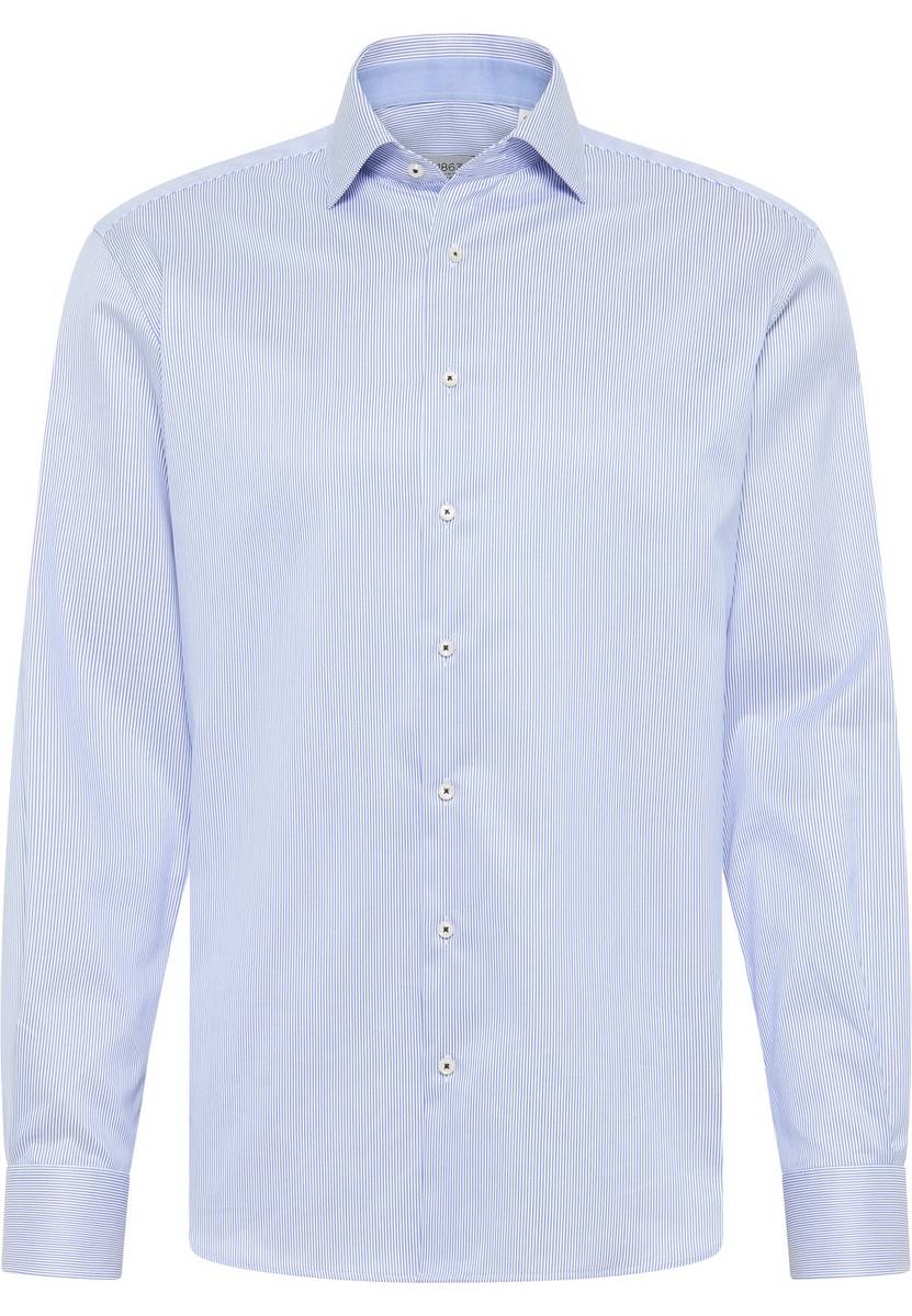 Eterna Camicia a righe azzurro eterna modern fit in cotone twill no stiro Online Outlet