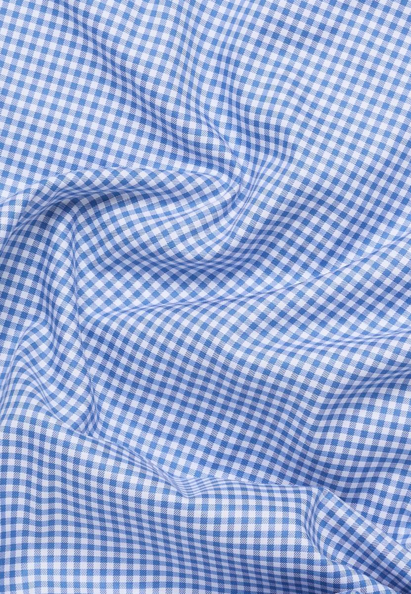 Eterna Camicia a quadretti azzurro eterna slim fit in cotone twill no stiro Grandi sconti