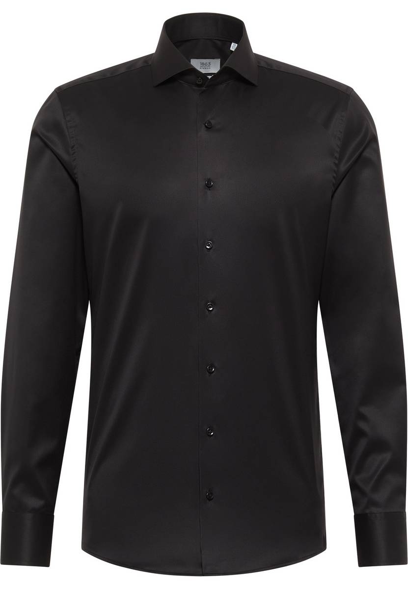 Eterna Camicia nera eterna slim fit in cotone twill no stiro Bestseller