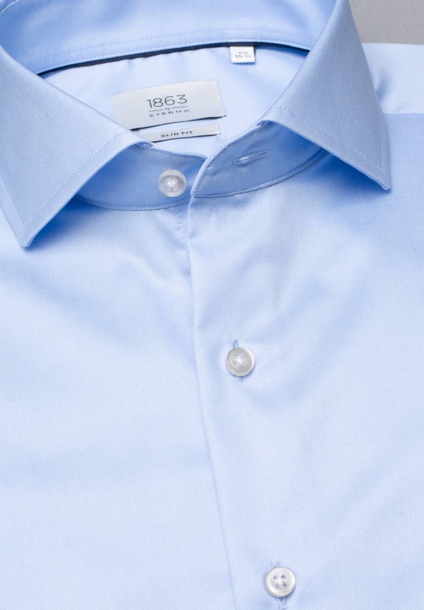 Eterna Camicia celeste eterna slim fit in cotone twill no stiro Offerte stagionali