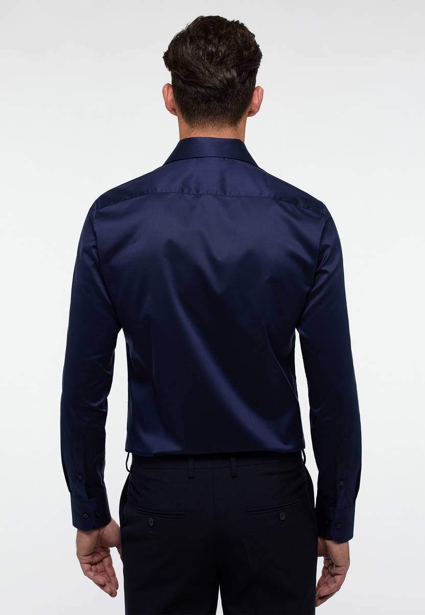 Eterna Camicia blu eterna slim fit in cotone twill no stiro Liquidazione