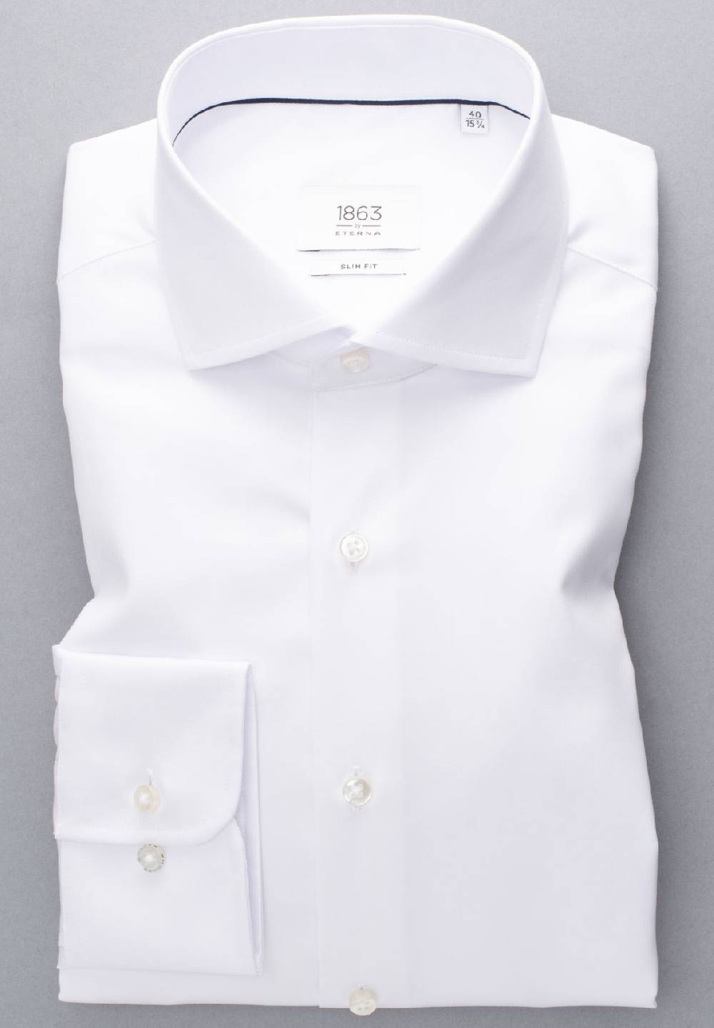 Eterna Camicia bianca eterna slim fit in cotone twill no stiro Comprane uno, ottenene uno gratis