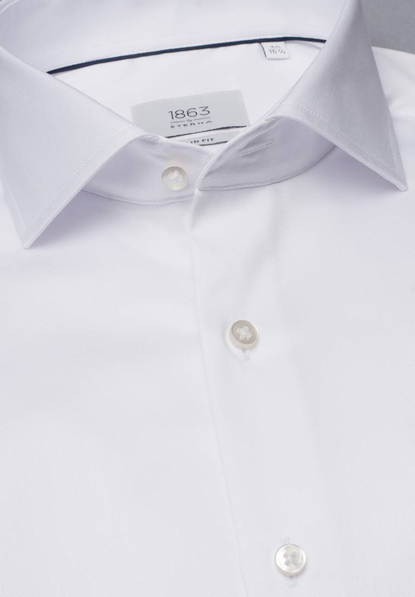 Eterna Camicia bianca eterna slim fit in cotone twill no stiro Comprane uno, ottenene uno gratis