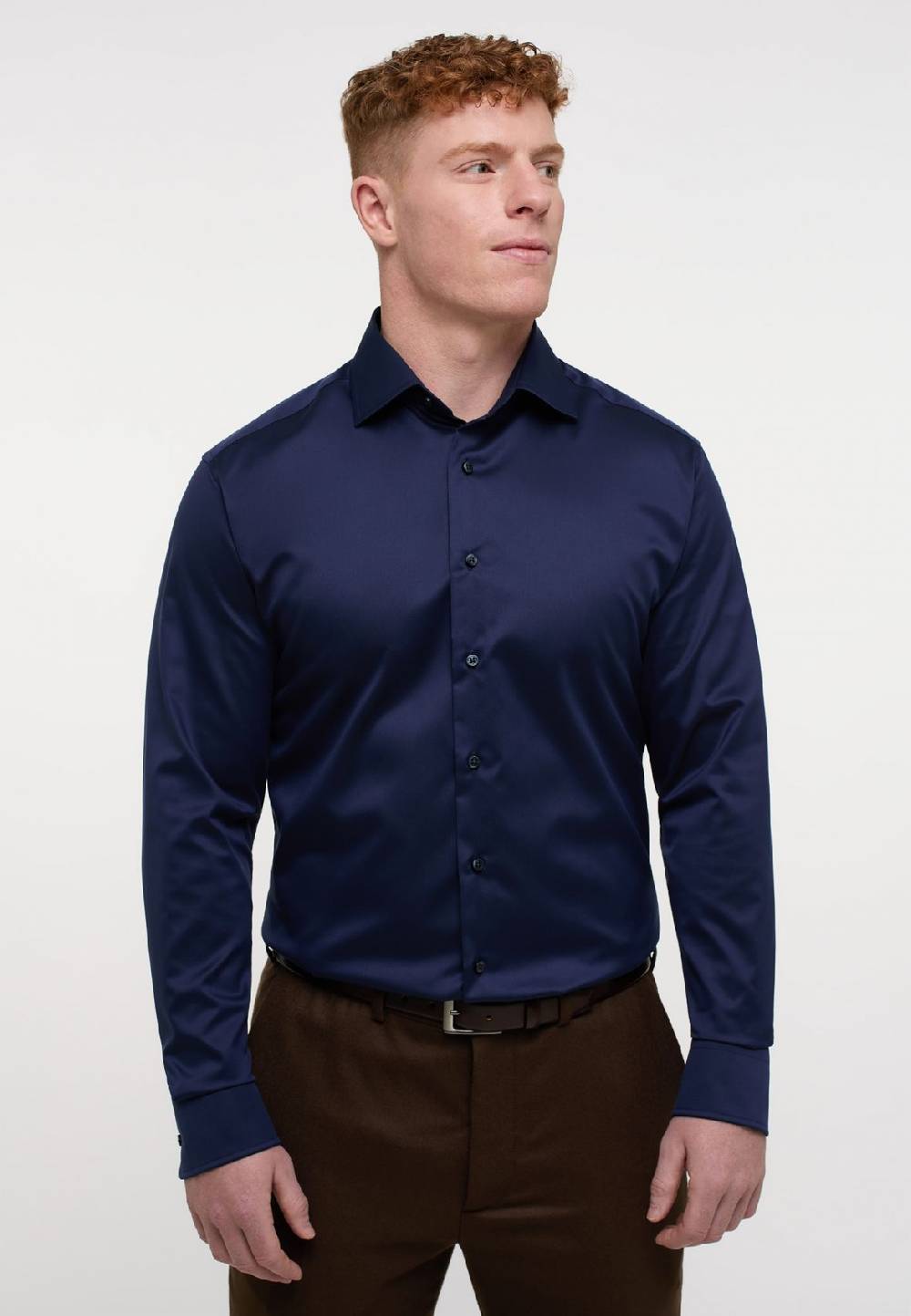 Eterna Camicia blu scuro eterna modern fit in cotone twill no stiro Enormi risparmi