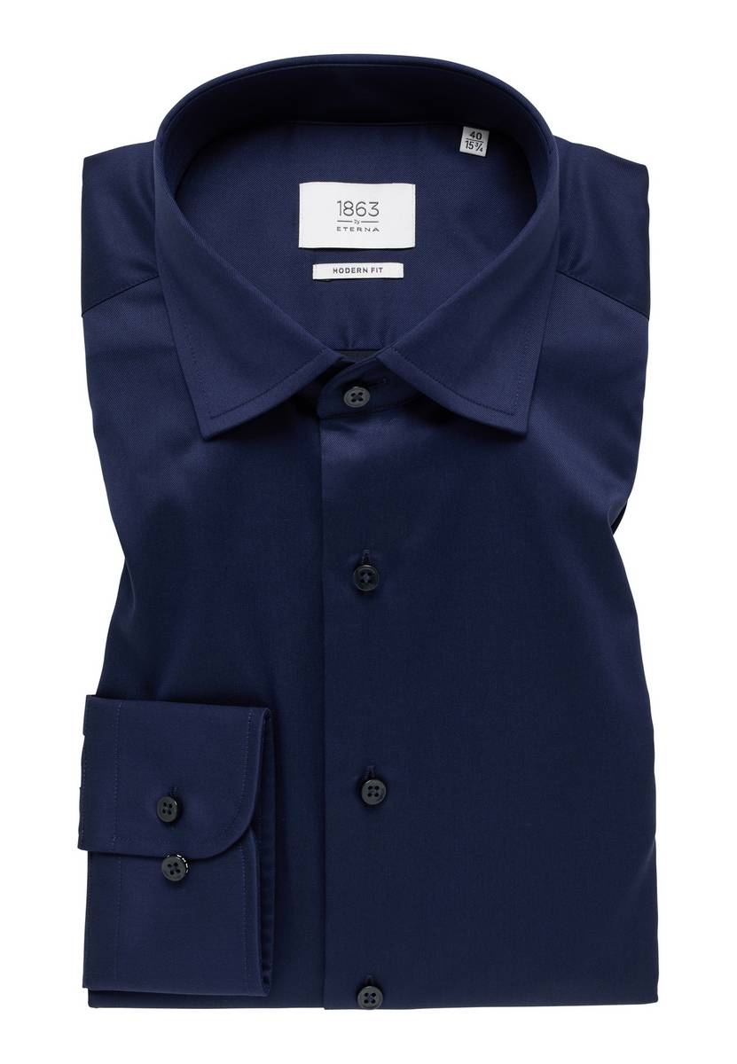 Eterna Camicia blu scuro eterna modern fit in cotone twill no stiro Enormi risparmi