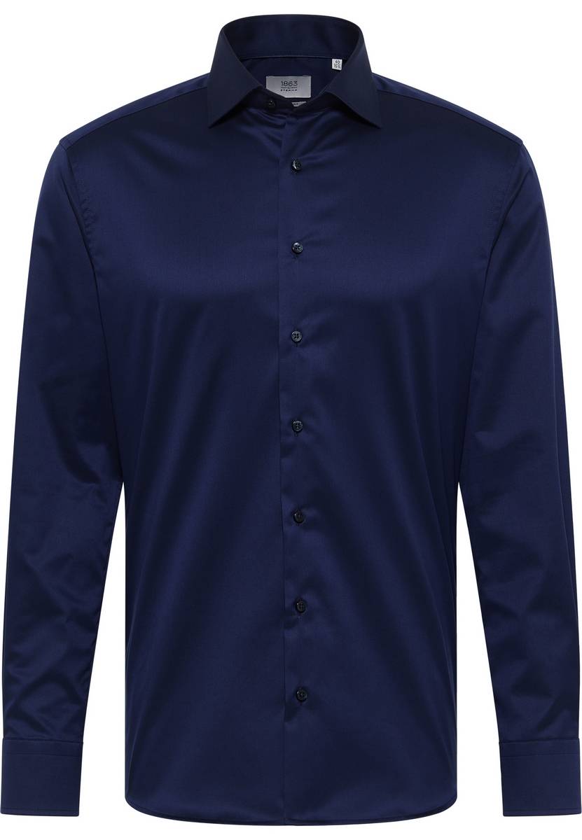 Eterna Camicia blu scuro eterna modern fit in cotone twill no stiro Enormi risparmi