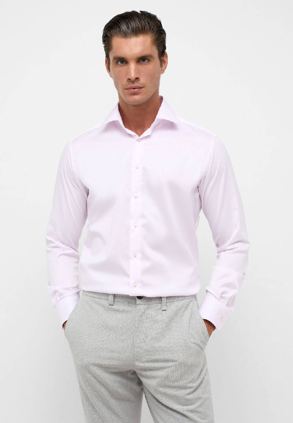 Eterna Camicia rosa eterna modern fit in cotone twill no stiro Sconti VIP