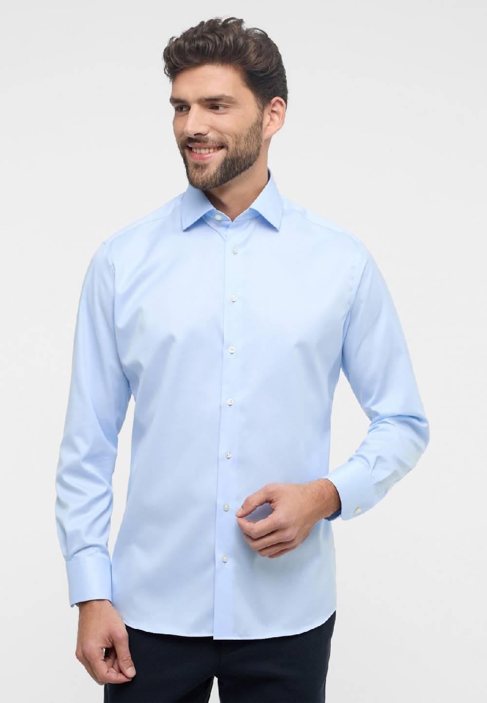 Eterna Camicia celeste eterna modern fit in cotone twill no stiro Prezzo basso