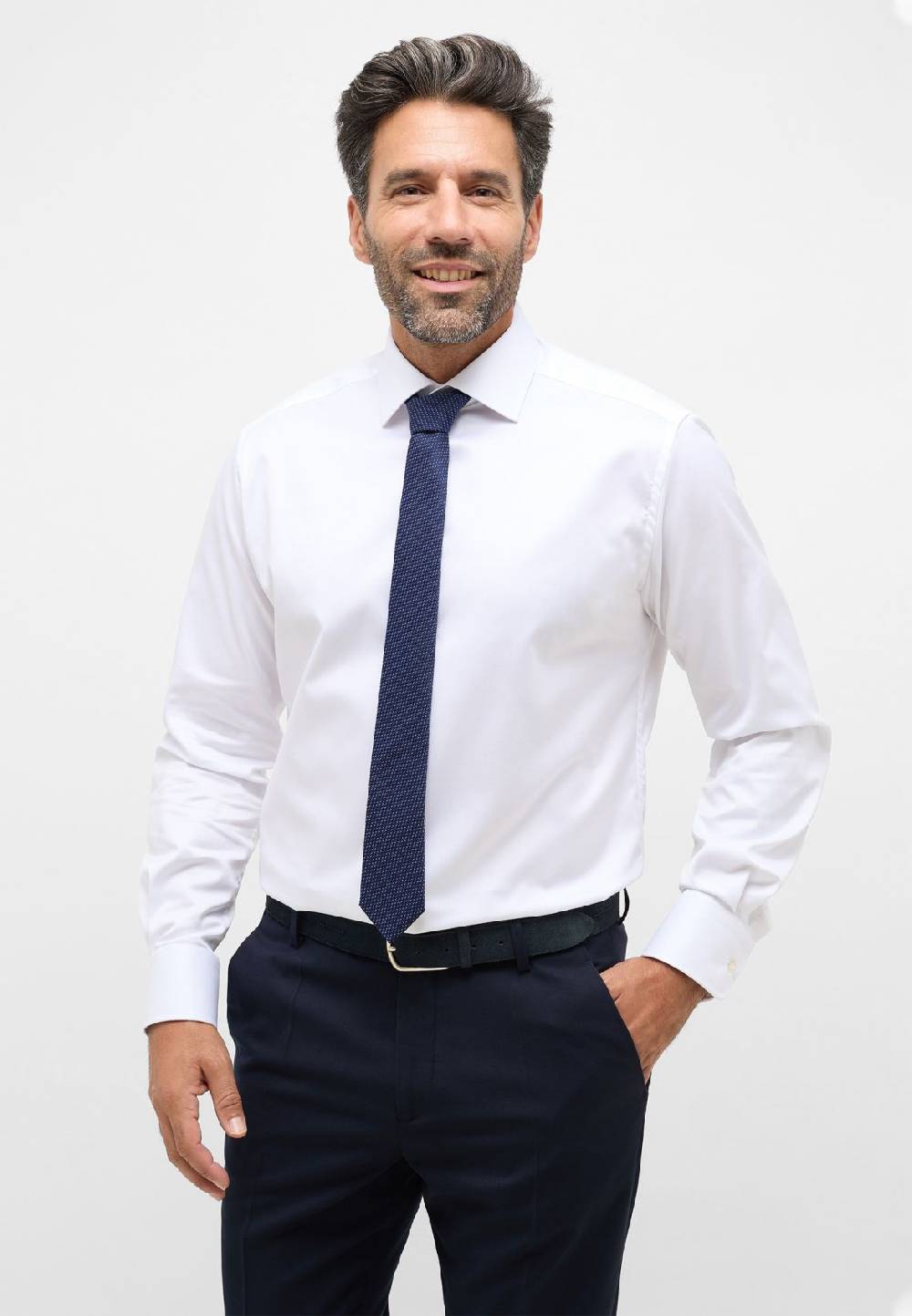 Eterna Camicia bianca eterna modern fit in cotone twill no stiro Super Saving Price