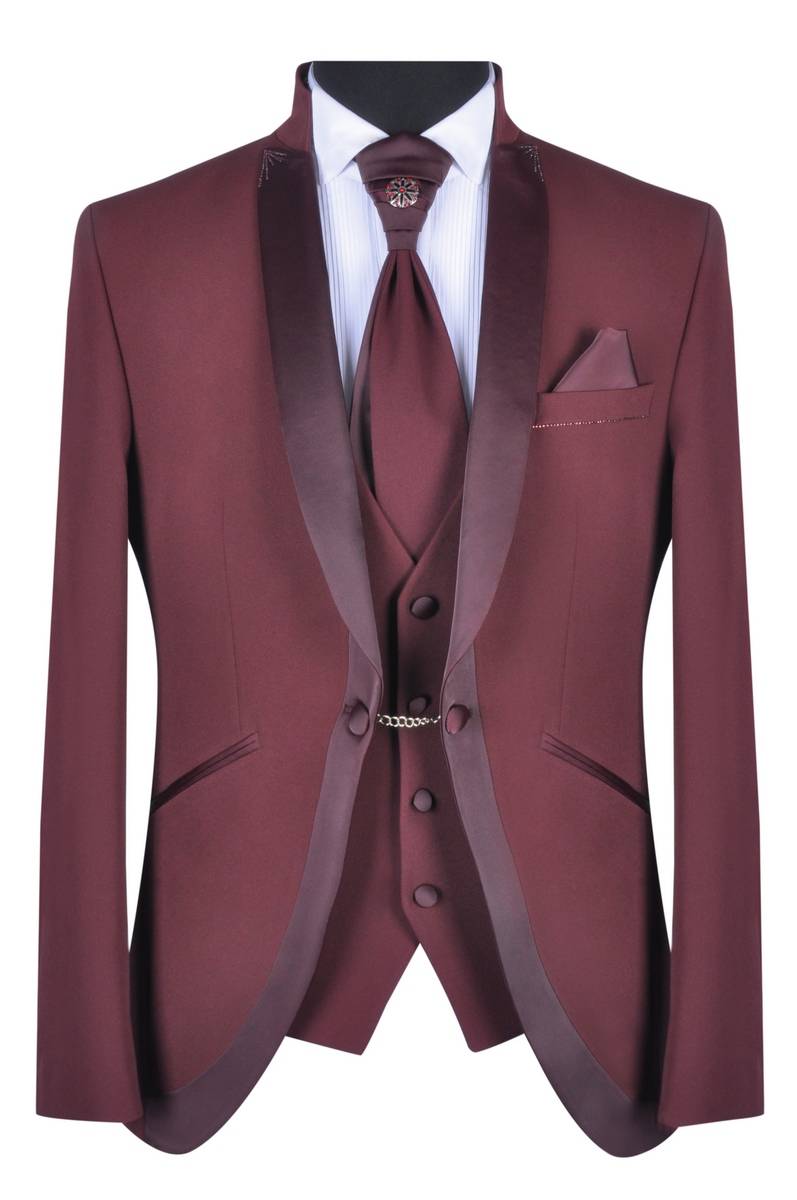 Baggi Abito da sposo baggi cerimonia borgogna slim fit Fino al 65% di sconto