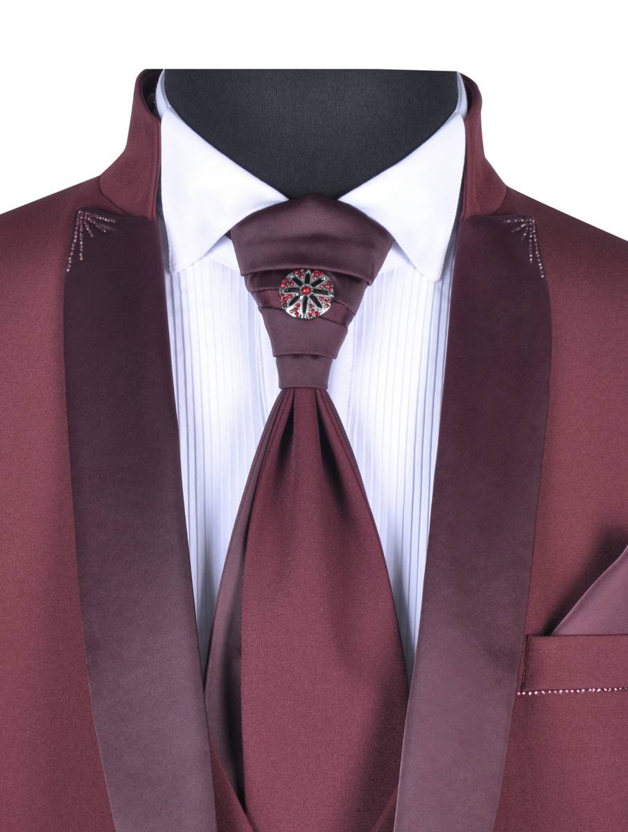 Baggi Abito da sposo baggi cerimonia borgogna slim fit Fino al 65% di sconto