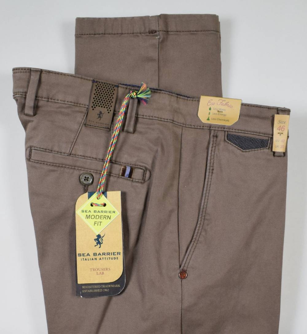 Sea Barrier Pantalone sea barrier marrone in cotone raso stretch modern fit Affare Del Giorno