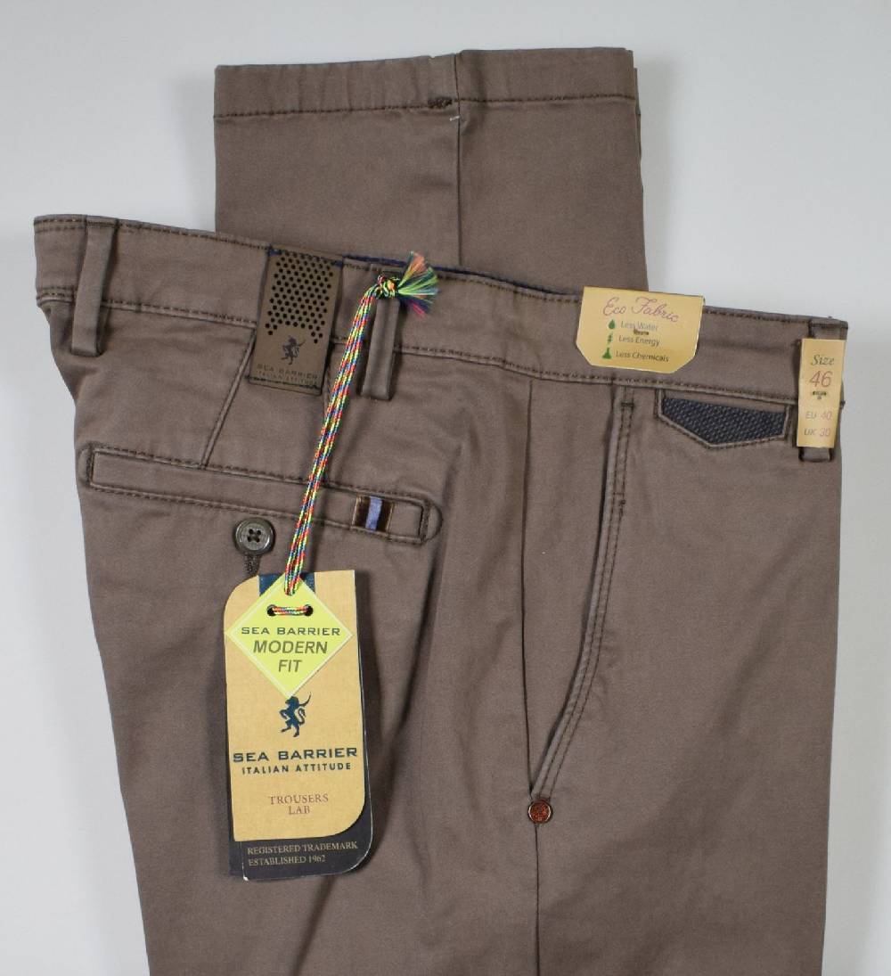 Sea Barrier Pantalone sea barrier marrone in cotone raso stretch modern fit Affare Del Giorno
