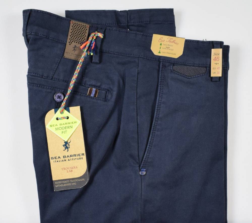 Sea Barrier Pantalone sea barrier blu in cotone raso stretch modern fit