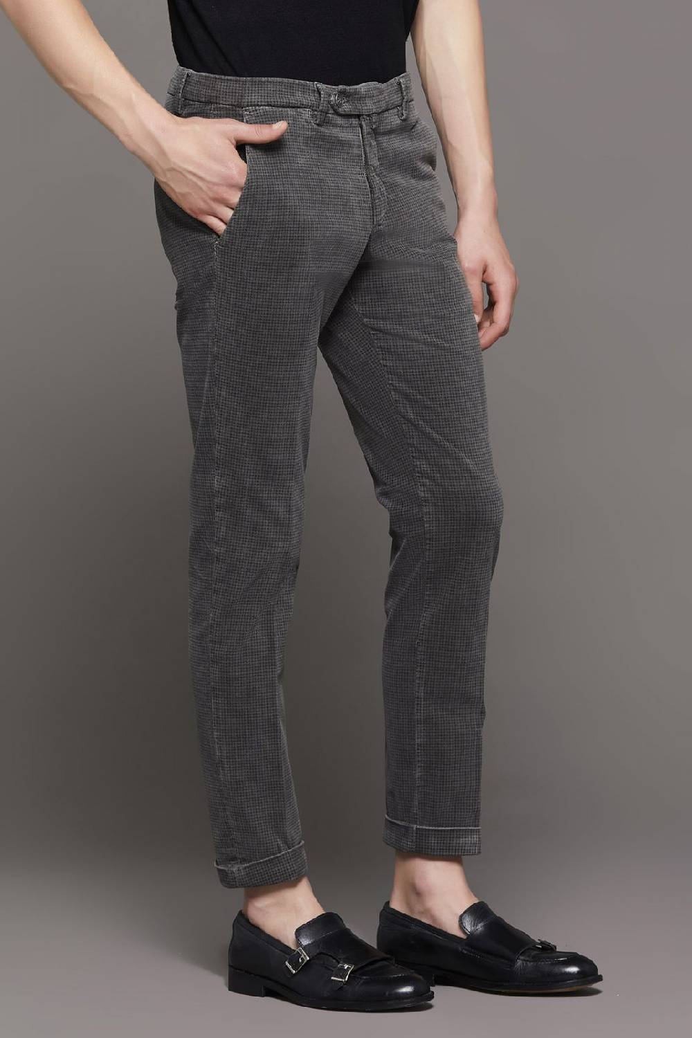 B Settecento Pantalone in velluto stampato slim fit bsettecento Saldi
