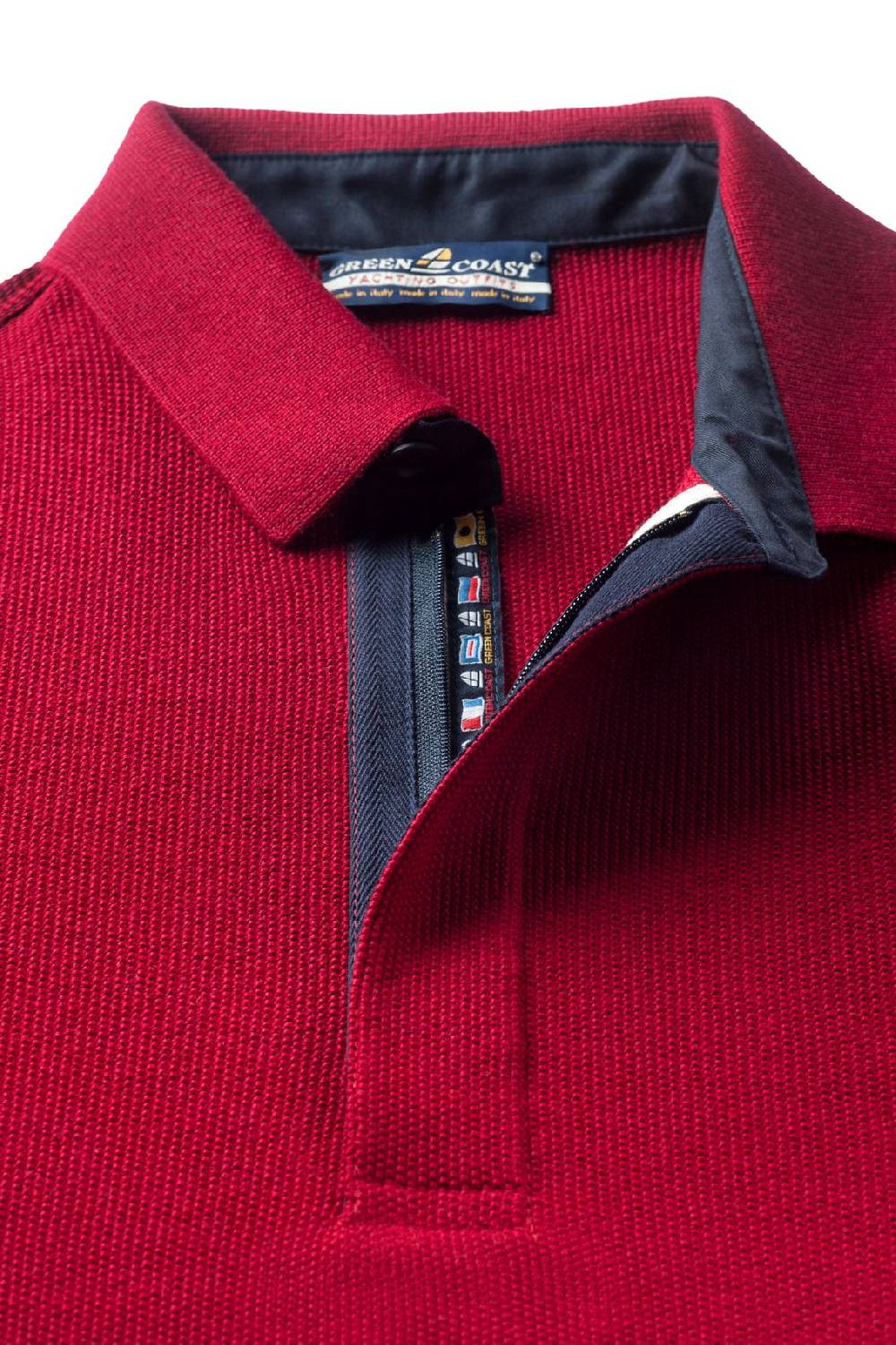 Green Coast Polo con zip green coast bordò modern fit made in italy Moda