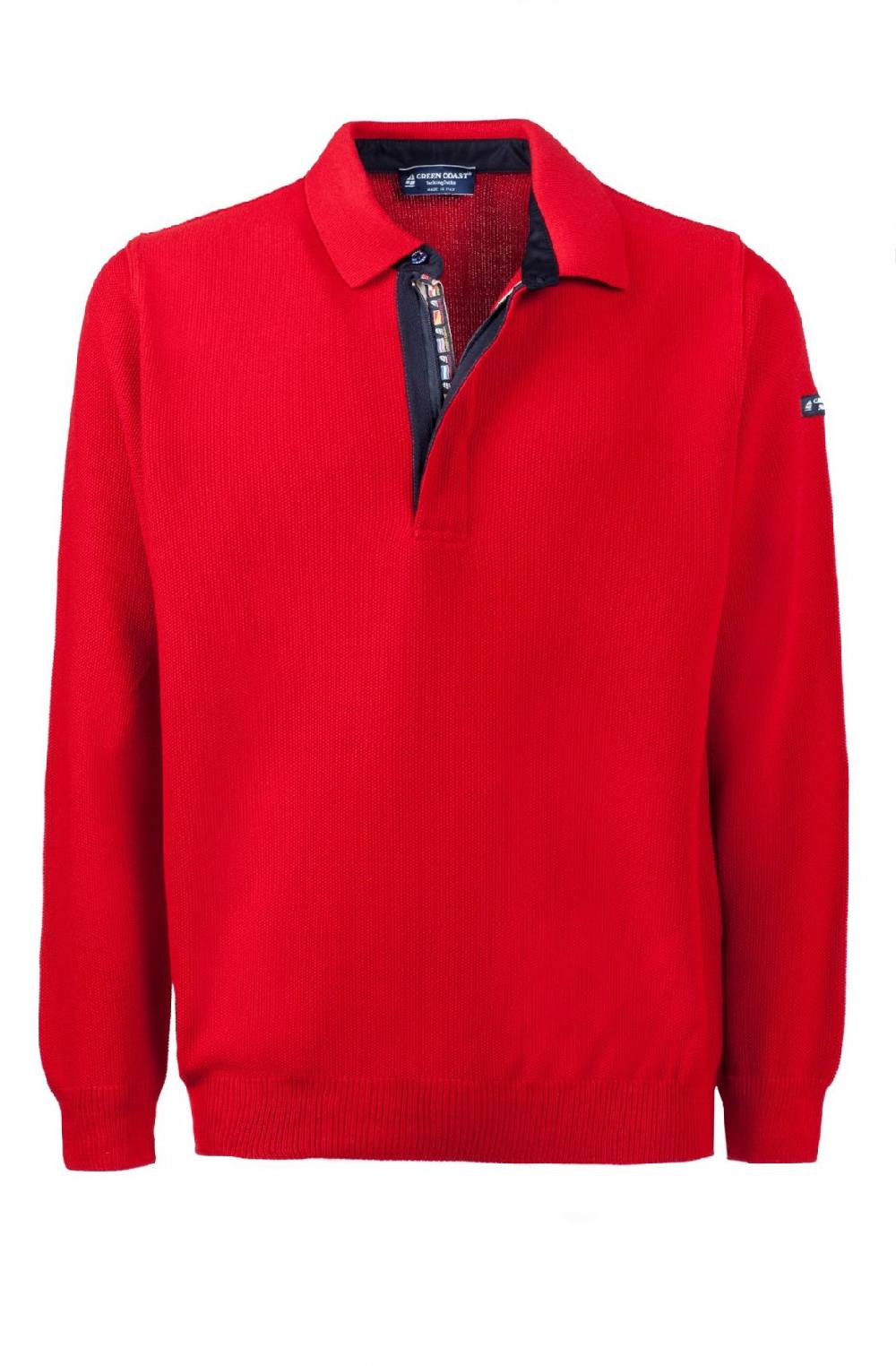 Green Coast Polo con zip green coast rossa modern fit made in italy Spedizione gratuita