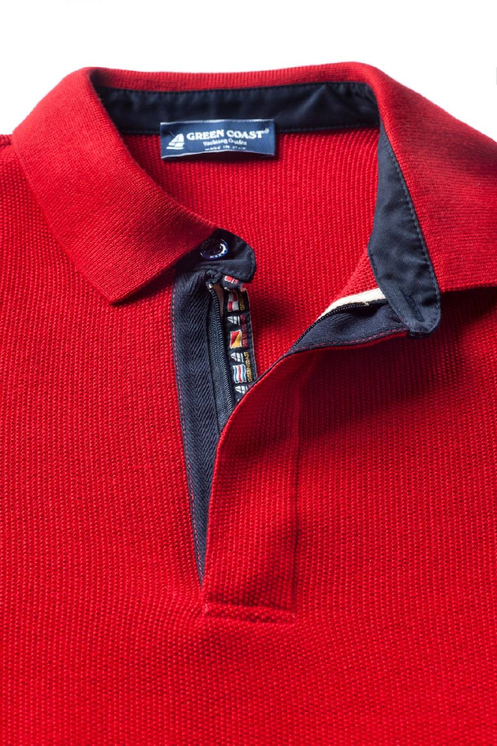 Green Coast Polo con zip green coast rossa modern fit made in italy Spedizione gratuita
